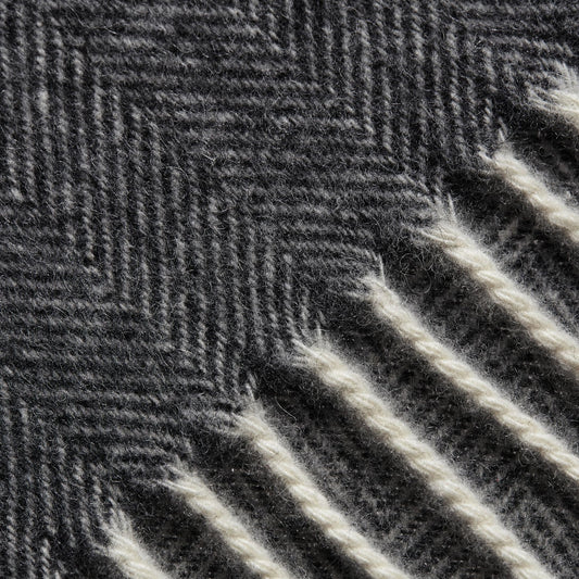 Herringbone Wool Scarf - Grey