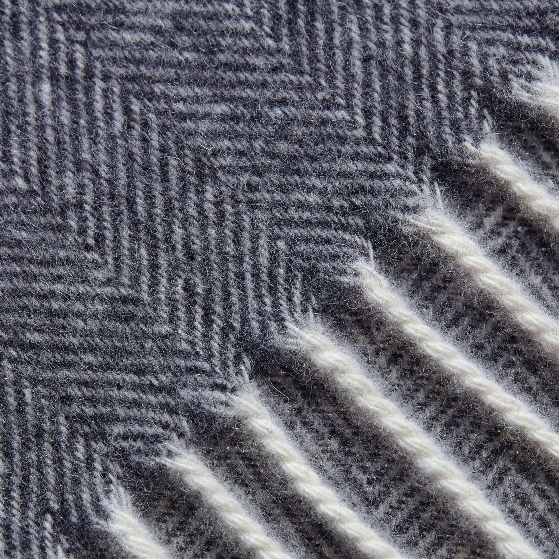 Eton Herringbone Wool Scarf - Blue
