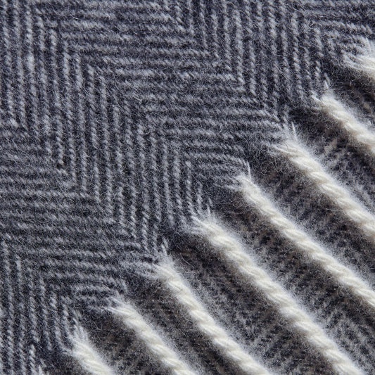 Herringbone Wool Scarf - Blue