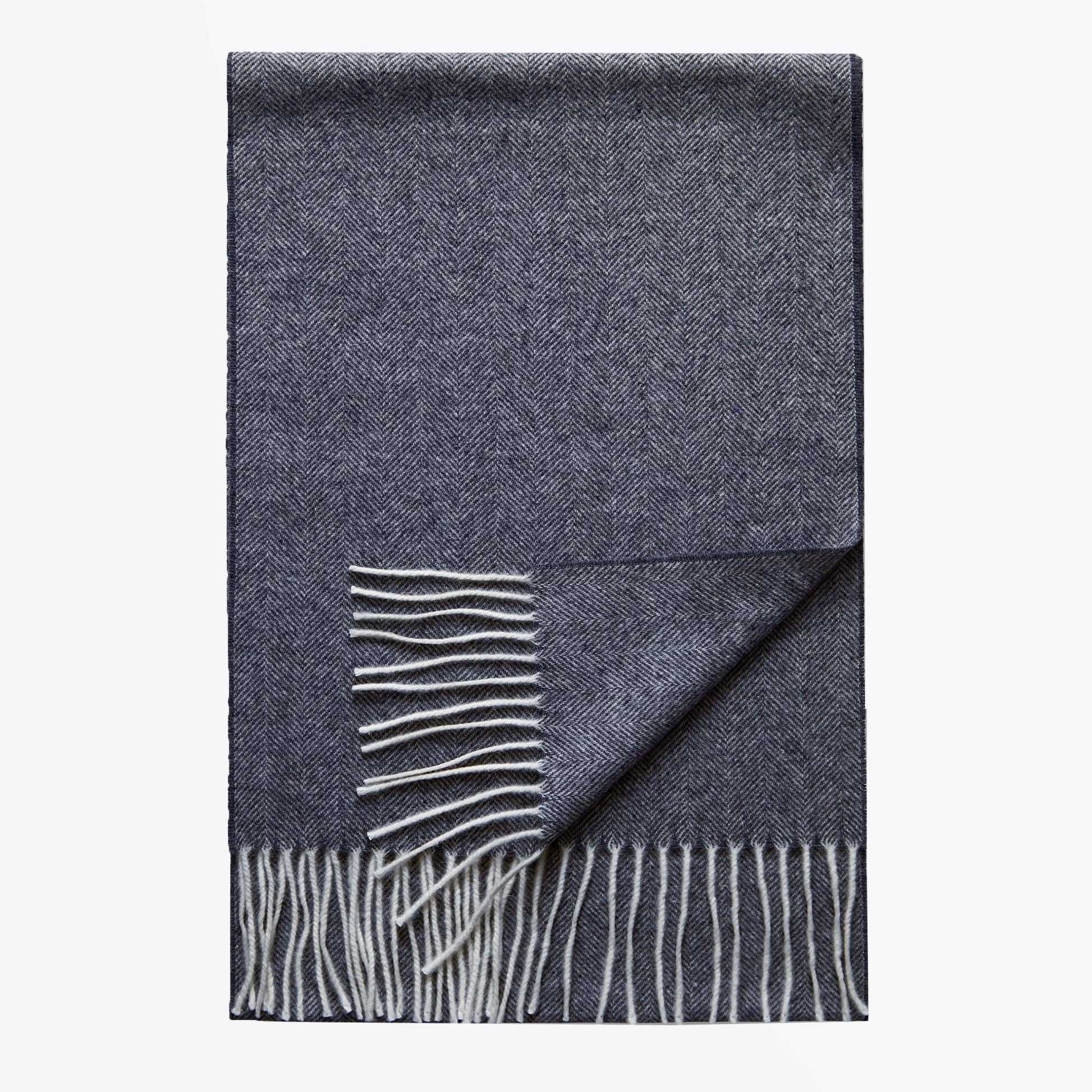 Eton Herringbone Wool Scarf - Blue