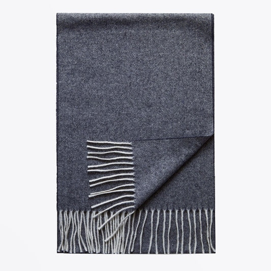 Herringbone Wool Scarf - Blue