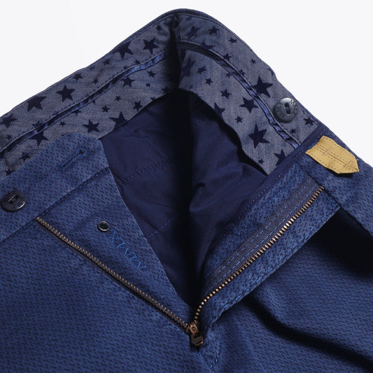 Leo - Super Stretch Textured Chinos - Blue