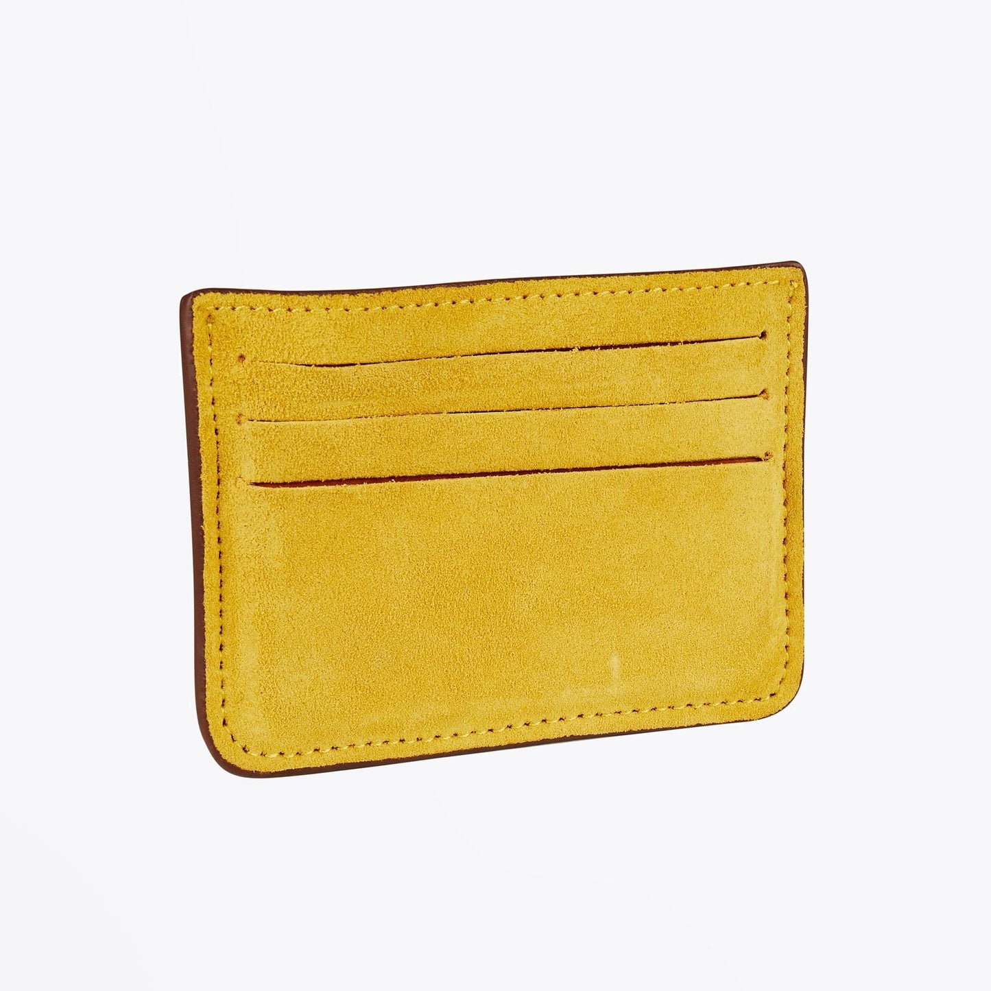 Leather and Suede Card Holder - Brown