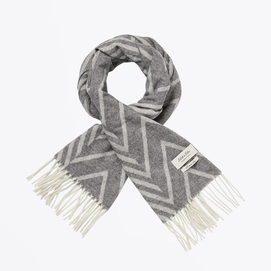 Geometric Wool Scarf - Grey