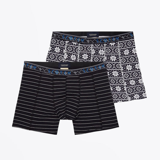 - Two-Pack Printed Boxer Briefs - Black/White