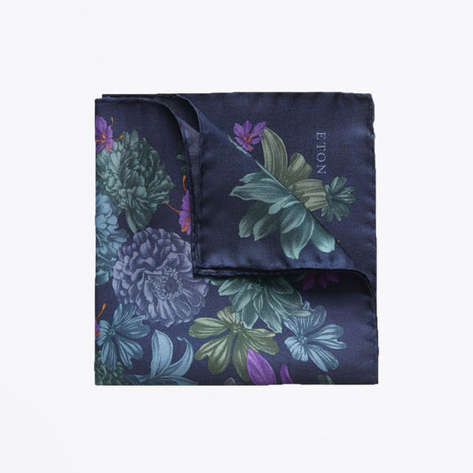 Floral Pocket Square - Navy/Multi