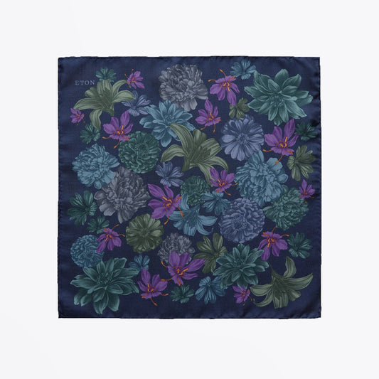 Floral Pocket Square - Navy/Multi