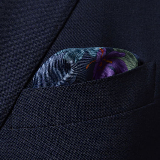 Floral Pocket Square - Navy/Multi