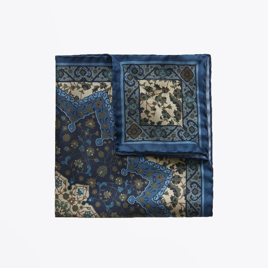 Lotus Flower Pocket Square - Blue
