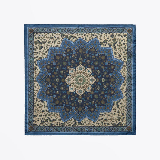 Lotus Flower Pocket Square - Blue