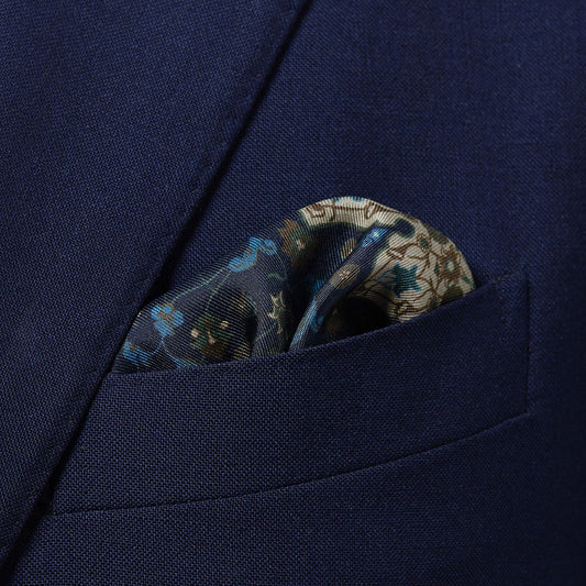 Lotus Flower Pocket Square - Blue