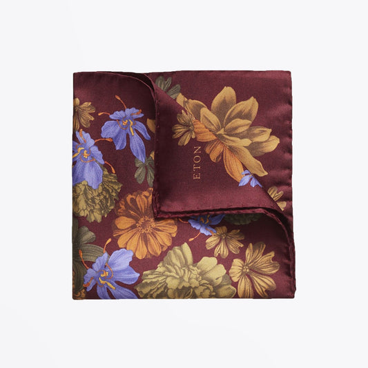Floral Pocket Square - Burgundy/Multi