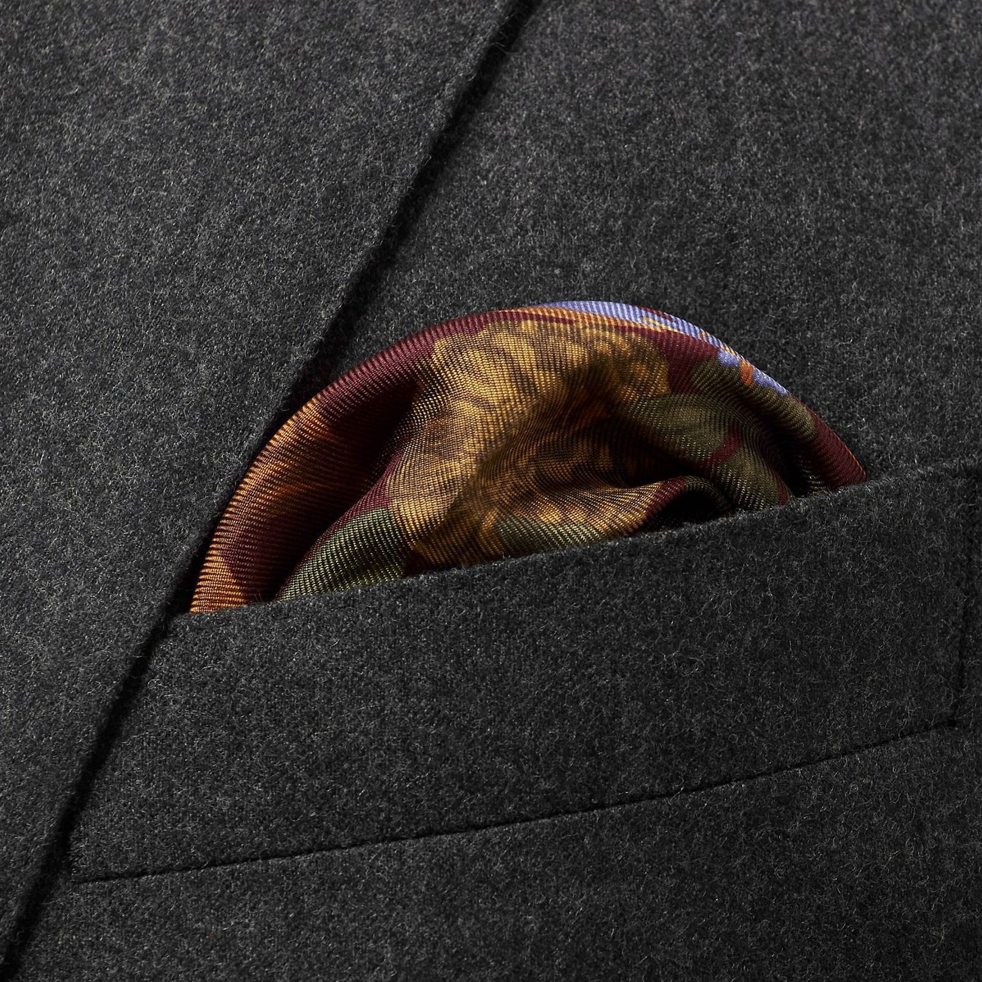 Eton Floral Pocket Square - Burgundy/Multi