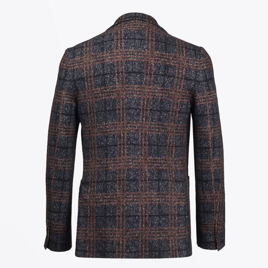- Cotton Check Blazer - Navy/Multi