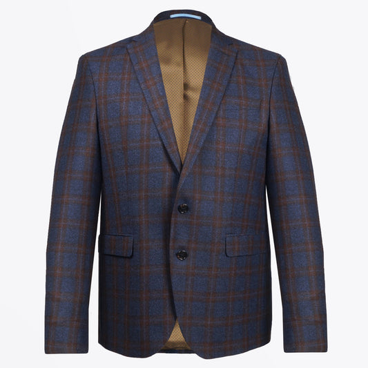 - Sherman Check Wool Blazer - Navy