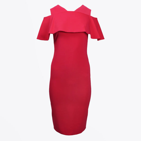 - Crepe Cold Shoulder Dress - Pink