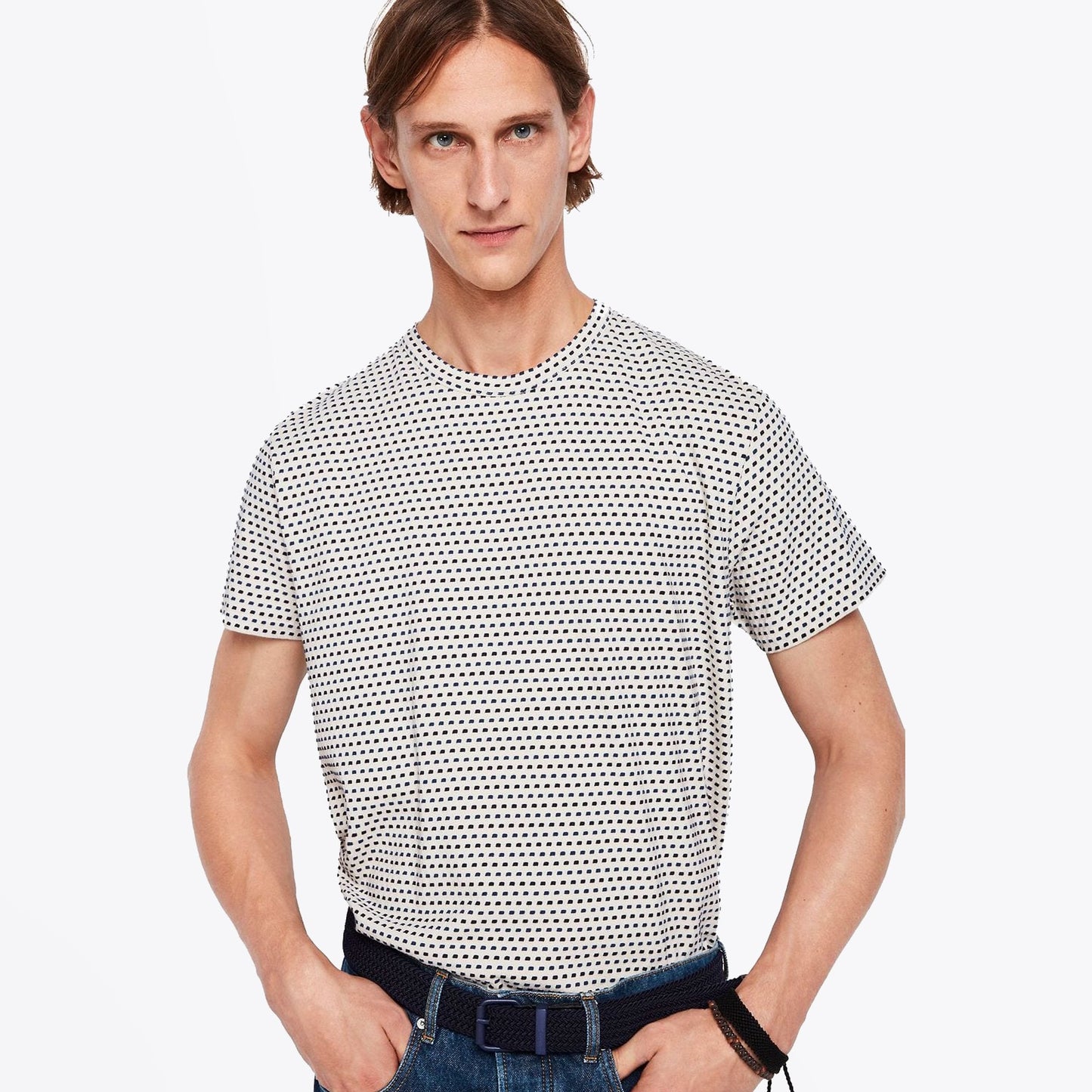 - Stitched Jacquard Tee - White