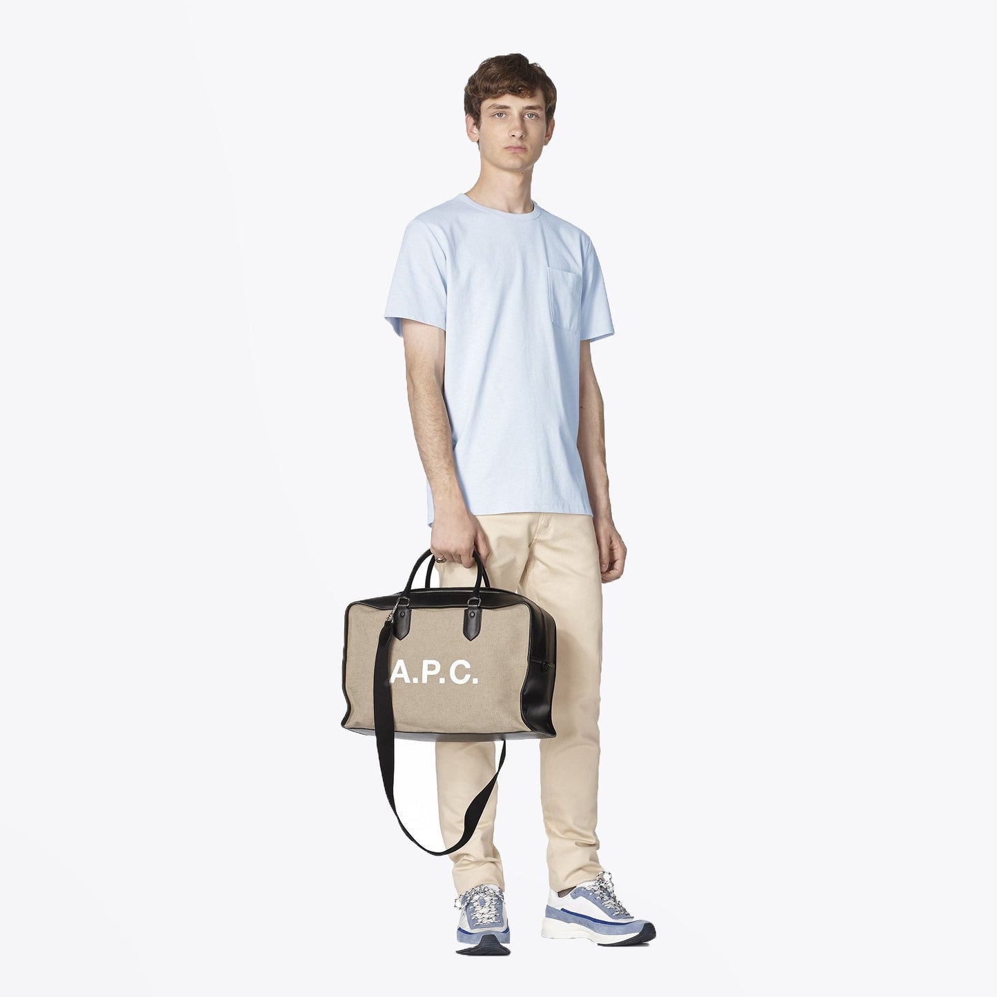 - Crew Neck Pocket Tee - Pale Blue