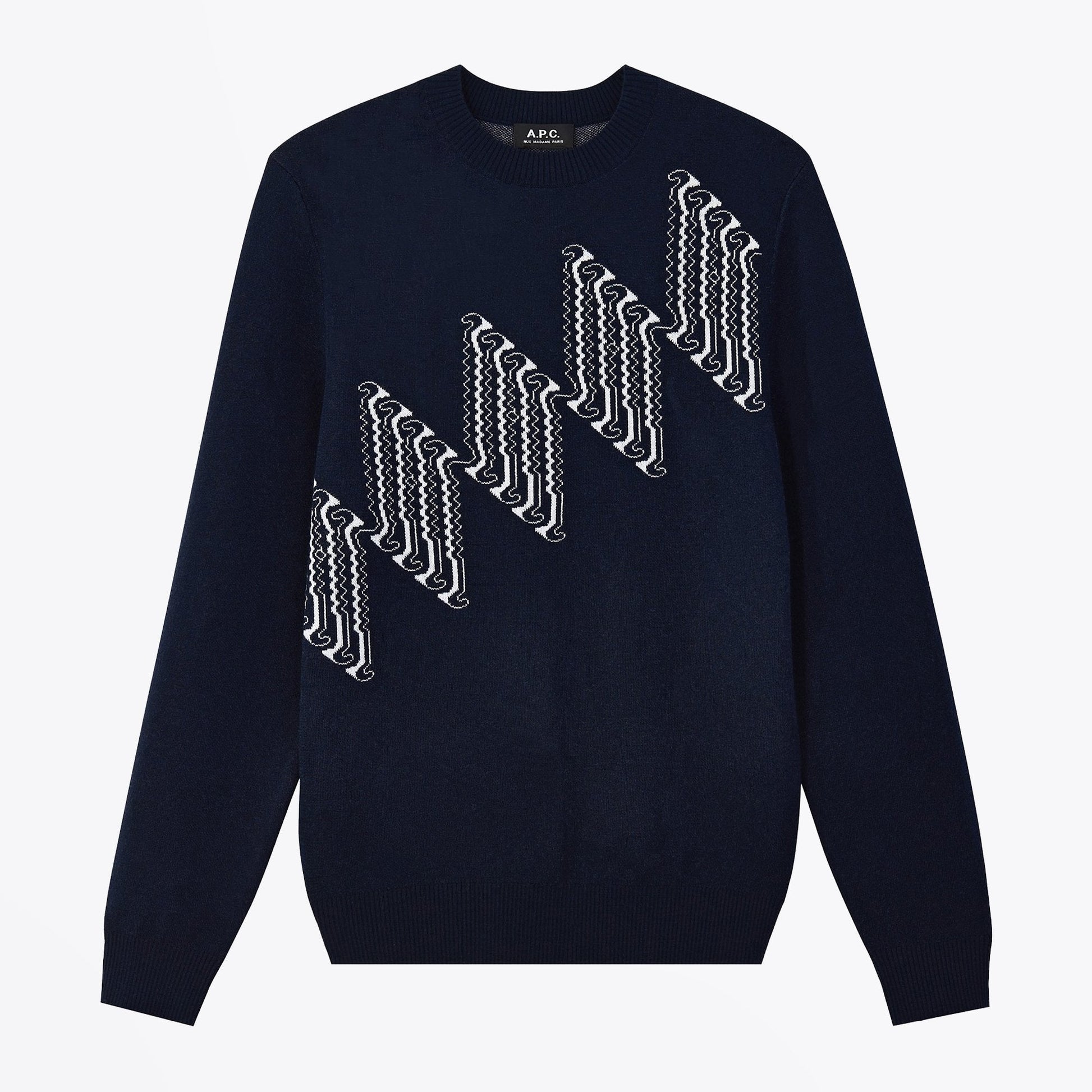 A.P.C. Jacquard Merino Wool Sweater - Navy