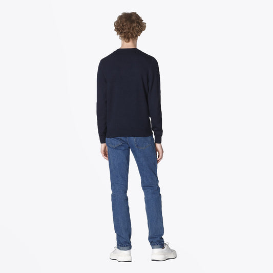 Jacquard Merino Wool Sweater - Navy