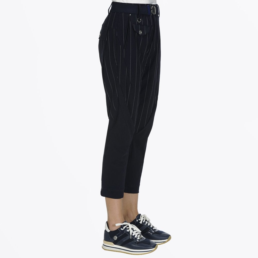 In Motion - Tapered Leg Pinstripe Pant - Navy