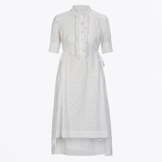 - Beautify - Shirtwaist Dress With Frill Front - White