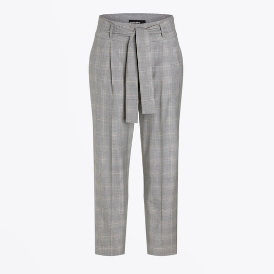 Kristine Checked Belted Pants - Grey