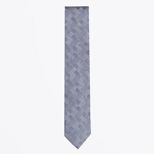 - Checked Tie - Blue