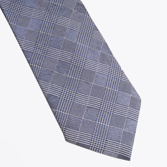 - Checked Tie - Blue
