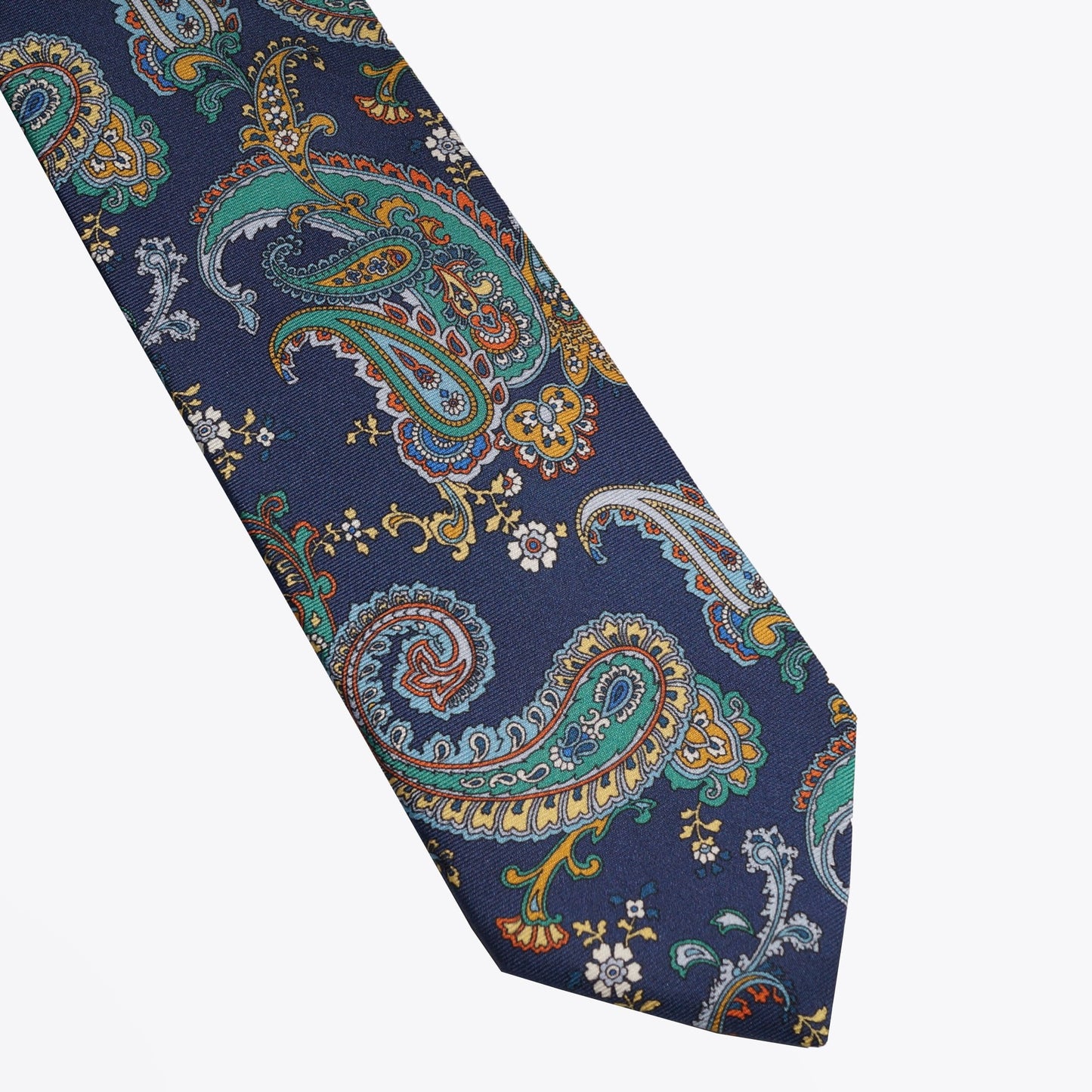 - Silk Paisley Print Tie - Blue