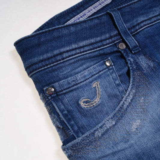 J622 Mid Rise Distressed Jeans - Blue