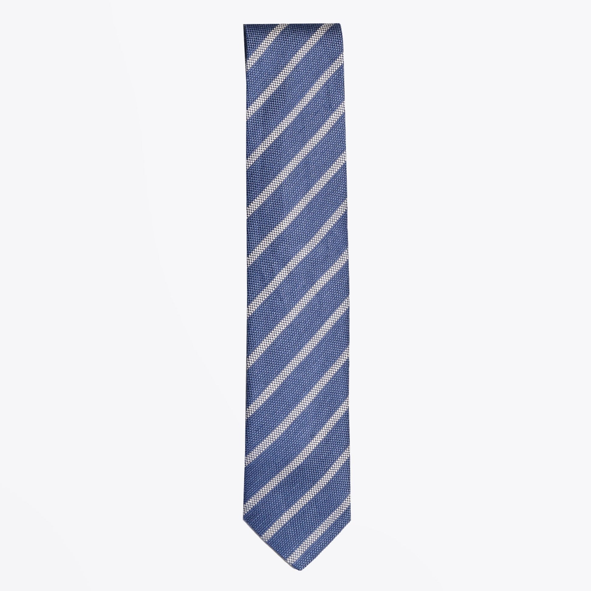 Eton Linen Stripe Woven Tie - Blue