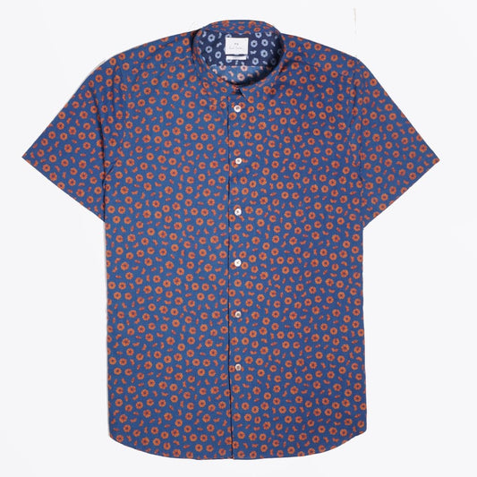 - Pencil Filing Printed Shirt - Indigo