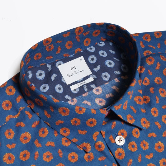 - Pencil Filing Printed Shirt - Indigo