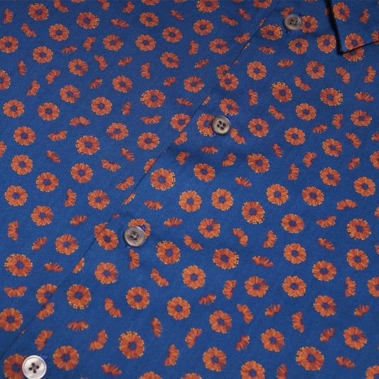 - Pencil Filing Printed Shirt - Indigo