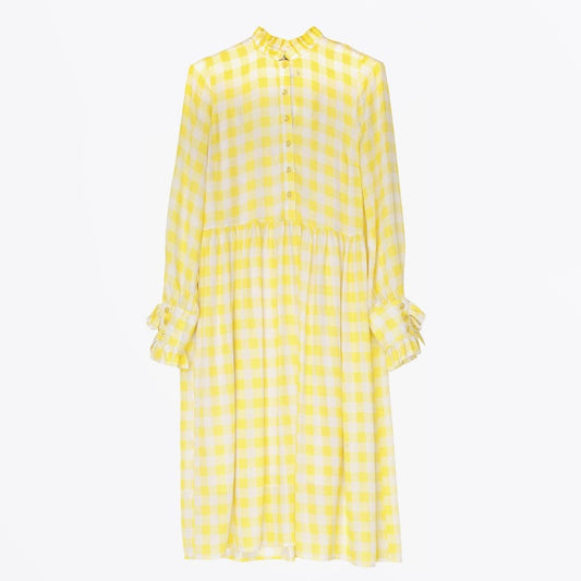 - Agacia Creamy Lemon Check Dress