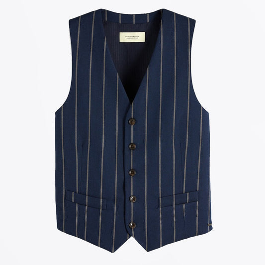 - Classic Striped Waistcoat - Navy