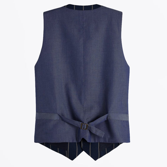 - Classic Striped Waistcoat - Navy