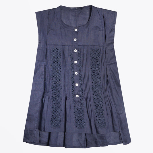 - Secret - Lace Sleeveless Top - Navy