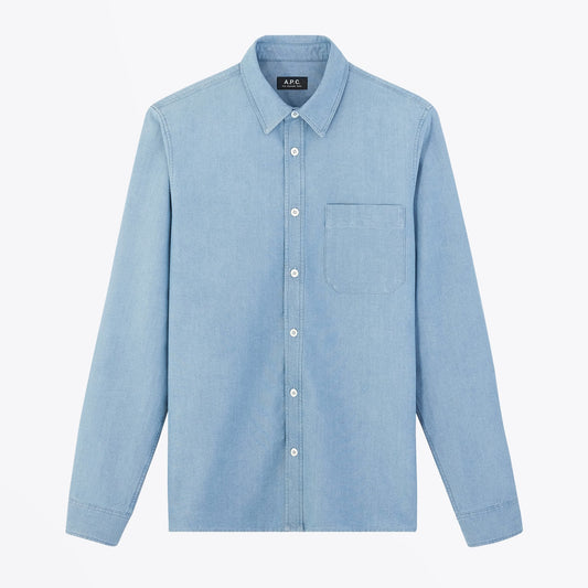 - Cotton Chambray Shirt - Blue