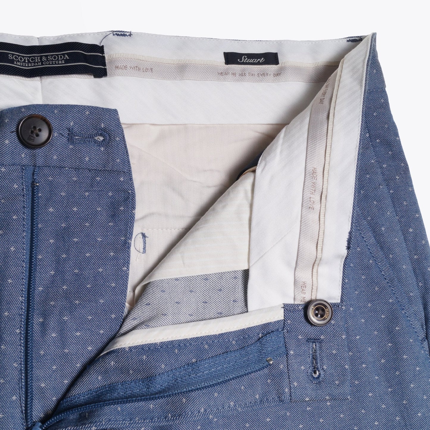 - Pin Stitch Chinos - Blue
