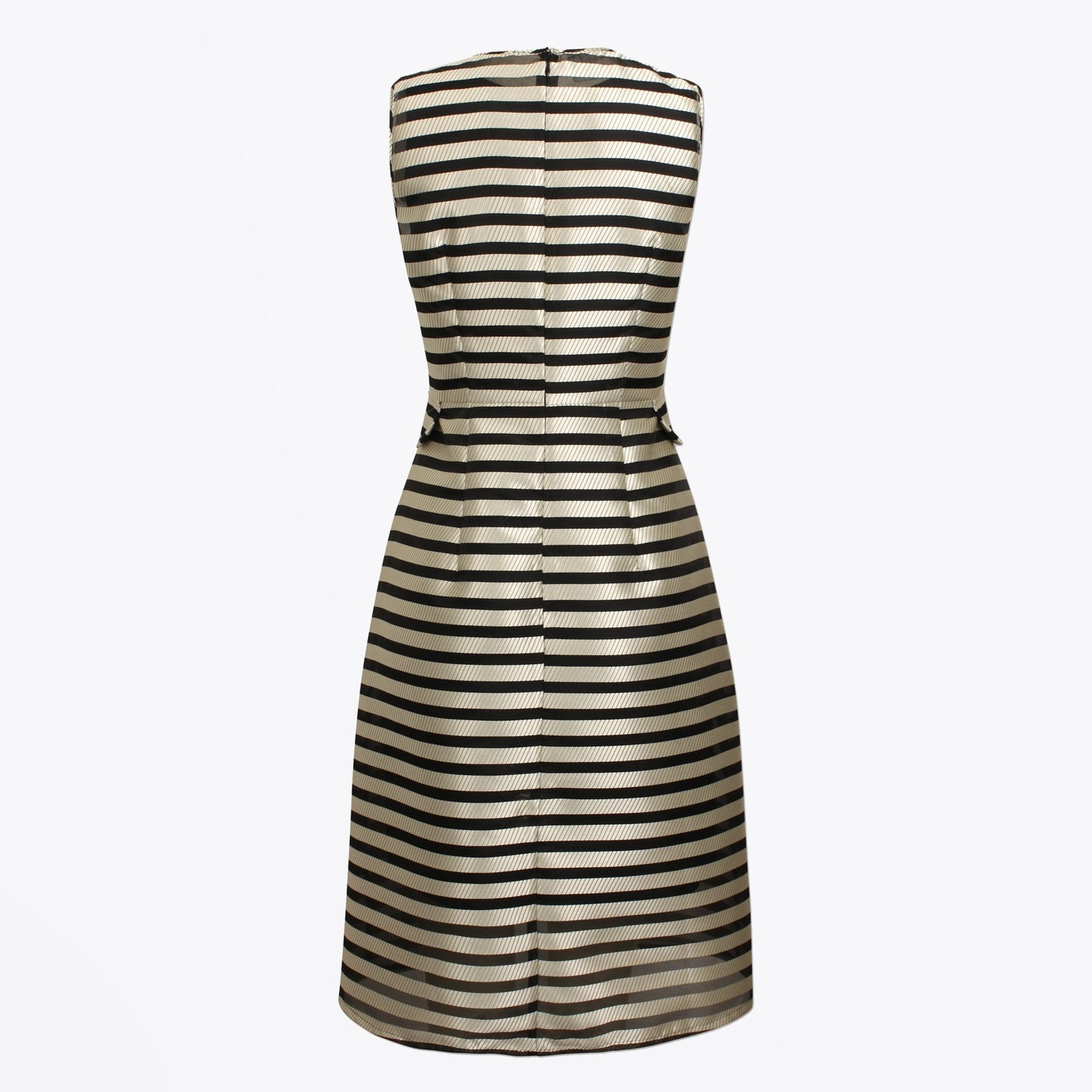 - Adelis - Stripe V-neck Dress - Black/White