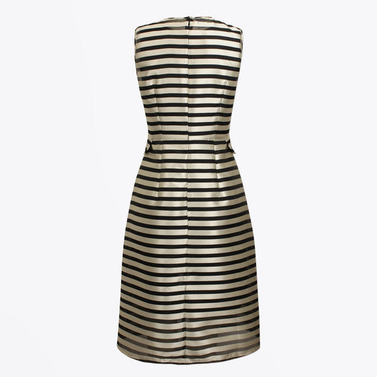 - Adelis - Stripe V-neck Dress - Black/White