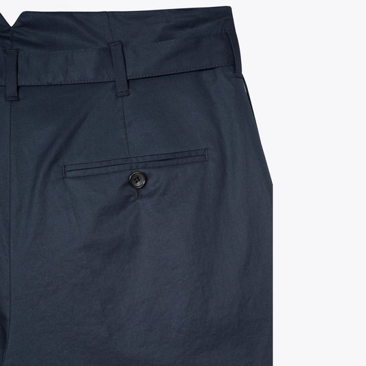 - Poplin Stretch Shorts with Belt - Navy