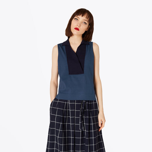 - Sleeveless Knitted Top - Blue