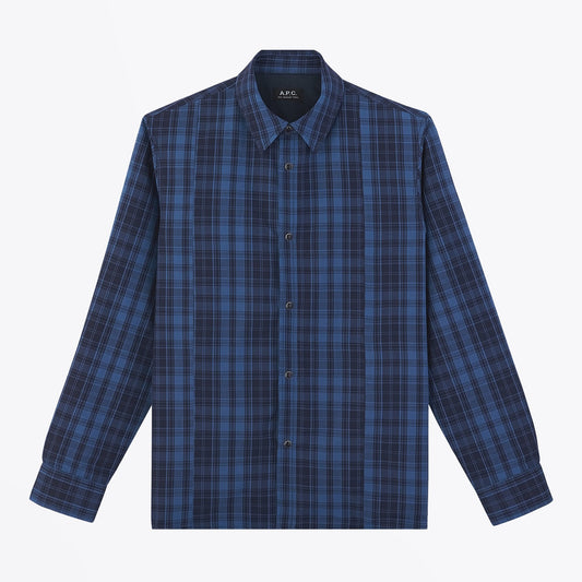 - Plaid Quilted Shirt - Blue