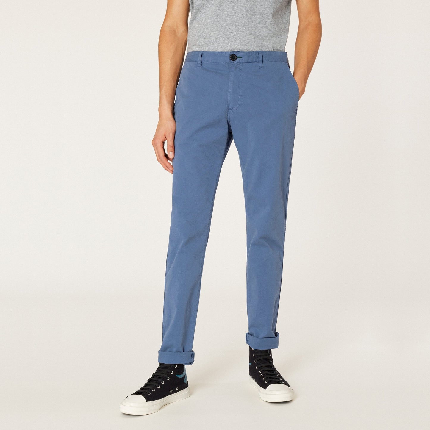 - Slim Fit Stretch Cotton Chinos - Light Blue