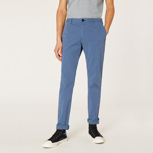 - Slim Fit Stretch Cotton Chinos - Light Blue