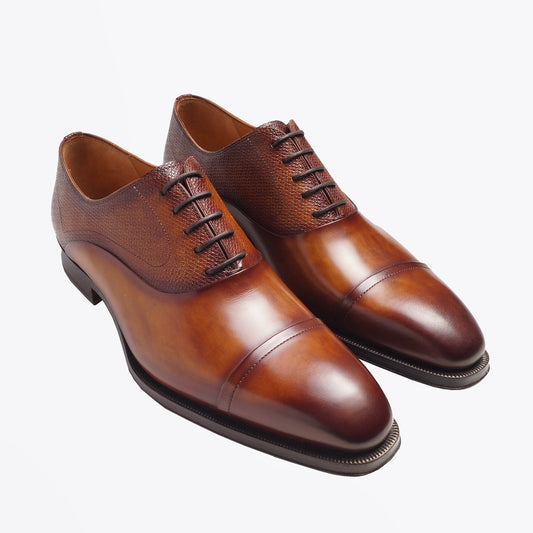 - Wind Textured Lace-Up Shoes - Tan