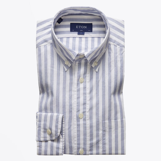 - Stripe Twill Shirt - Blue/White